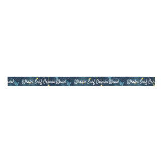 Whales Surf Cosmic Waves Blue Constellation Design Grosgrain Ribbon
