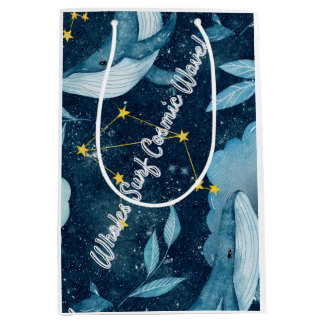 Whales Surf Cosmic Waves Blue Constellation Design Medium Gift Bag