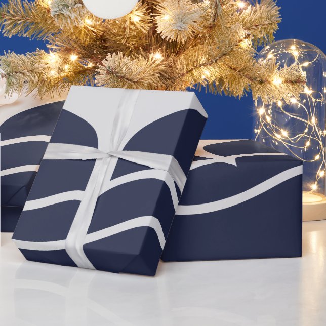 Whales Tail Nautical Navy and Grey Wrapping Paper (Holidays)