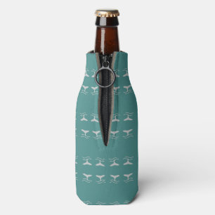 Whales Tail Pattern Teal and Grey Bottle Cooler