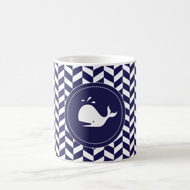 Whales Tale Navy & White Herringbone Mug (Center)