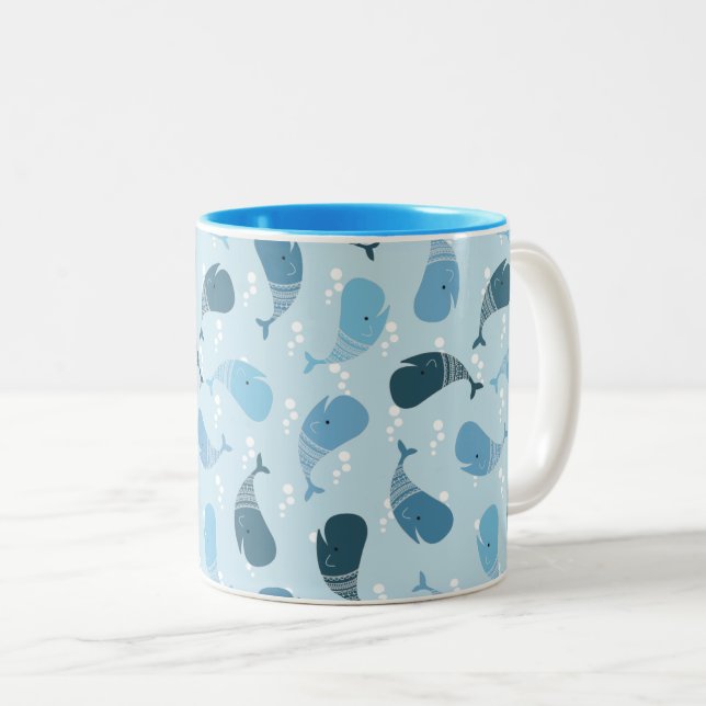 Whales Two-Tone Coffee Mug (Front Right)