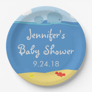 Whales Under the Sea Baby Shower Paper Plates