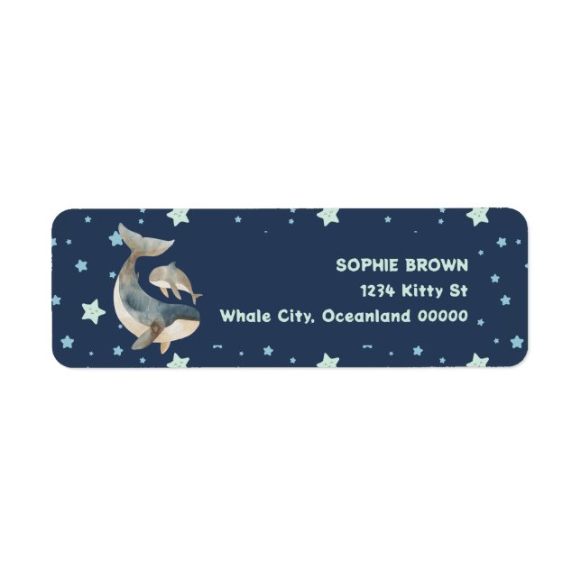 Whales with Star Pattern Navy Blue Return Address (Front)