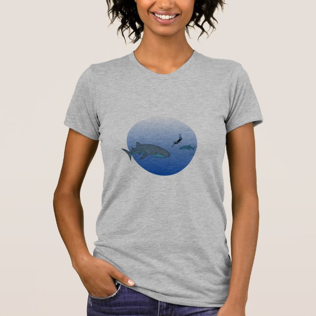 Whalesharks and Free Diver T-Shirt (Front)