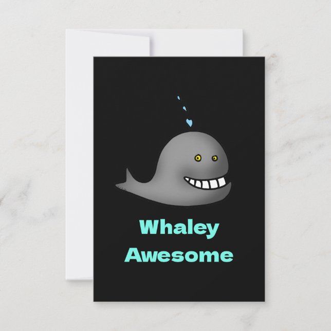 Whaley Awesome Funny Whale Pun Design Thank You Card (Front)