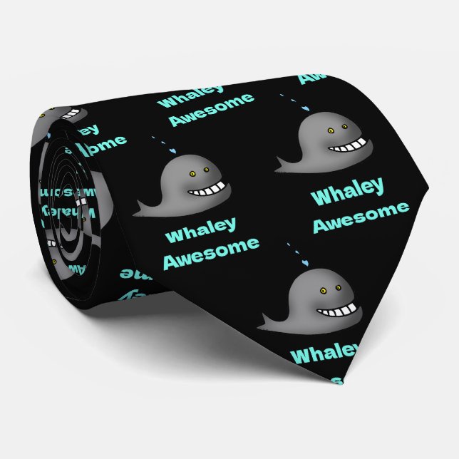 Whaley Awesome Funny Whale Pun Design Tie (Rolled)