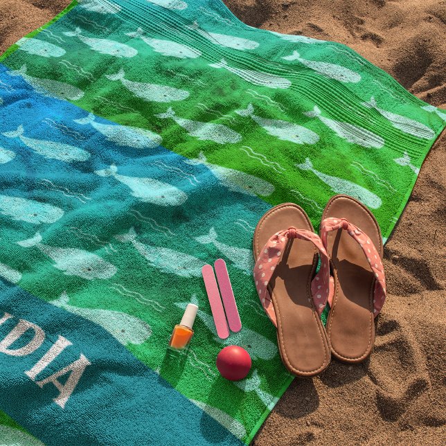 Whaley Cool Beach Towel – Custom Name Edition! (Custom Name Smiling Whale Beach Towel
)