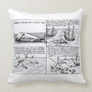 Whaling at Spitzbergen in 1611 (engraving) (b/w ph Cushion