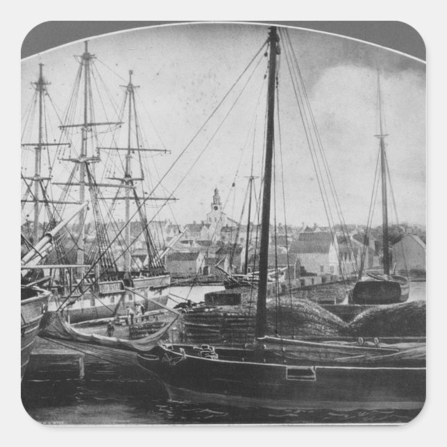 Whaling Port, New Bedford Square Sticker (Front)