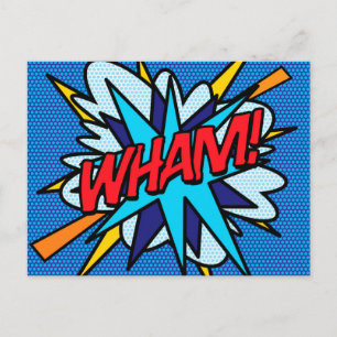 WHAM BANG Fun Retro Comic Book Pop Art Postcard