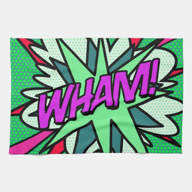 WHAM Comic Book Cool Modern Tea Towel (Horizontal)
