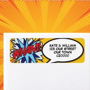 WHAM Fun Retro Comic Book Pop Art Address