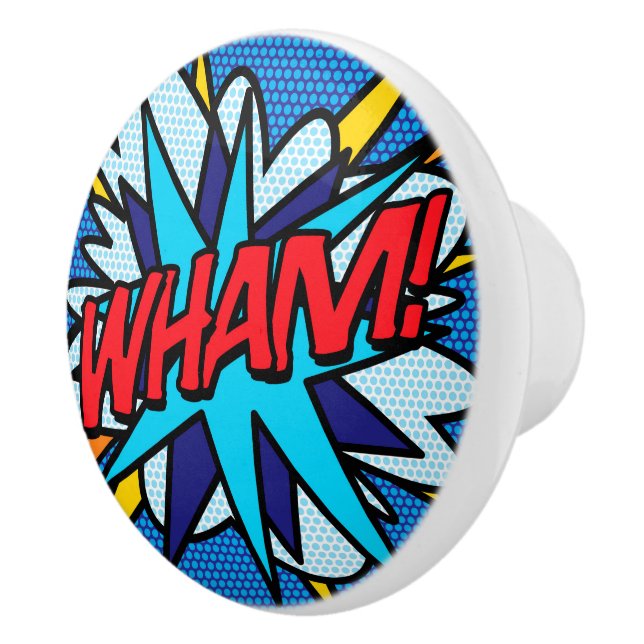 WHAM Fun Retro Comic Book Pop Art Ceramic Knob (Right)