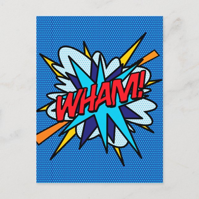 WHAM Fun Retro Comic Book Pop Art Postcard (Front)