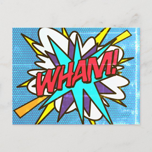 WHAM Fun Retro Comic Book Pop Art Postcard (Front)