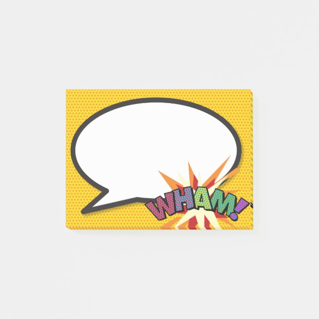 WHAM Speech Bubble Fun Modern Comic Book Post-it Notes (Front)