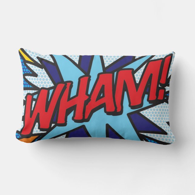 WHAM ZAP Fun Cool Comic Book Quote Trendy Lumbar Cushion (Front)