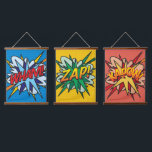WHAM ZAP KAPOW Comic Book Modern Hanging Tapestry<br><div class="desc">COMIC BOOK WHAM ZAP KAPOW. Cool,  trendy,  fun pop art wall tapestry designed to put a wham,  bang,  zap into anyone's home. A great gift for you,  your friends or your family. Designed by Thisisnotme©</div>