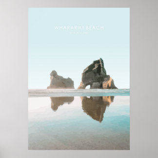 Wharariki Beach, New Zealand Travel Artwork Poster