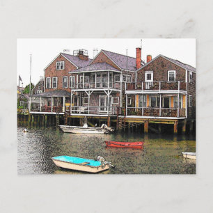 Wharf Cottages - VINTAGE LOOK Postcard