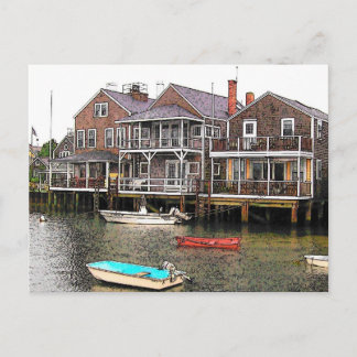 Wharf Cottages - VINTAGE LOOK Postcard