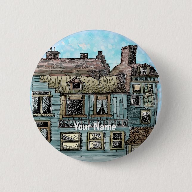 Wharf Scene 2 6 Cm Round Badge (Front)