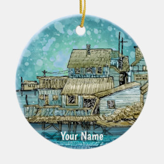 Wharf Scene Ceramic Tree Decoration