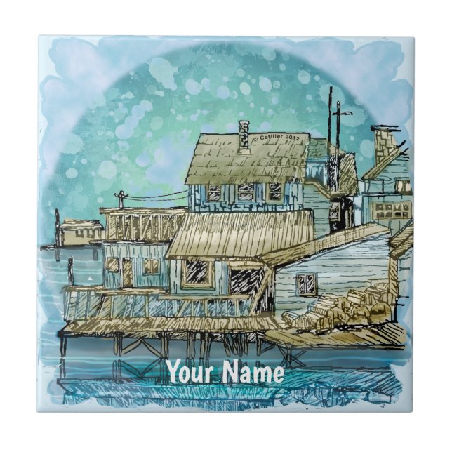 Wharf Scene  Tile (Front)