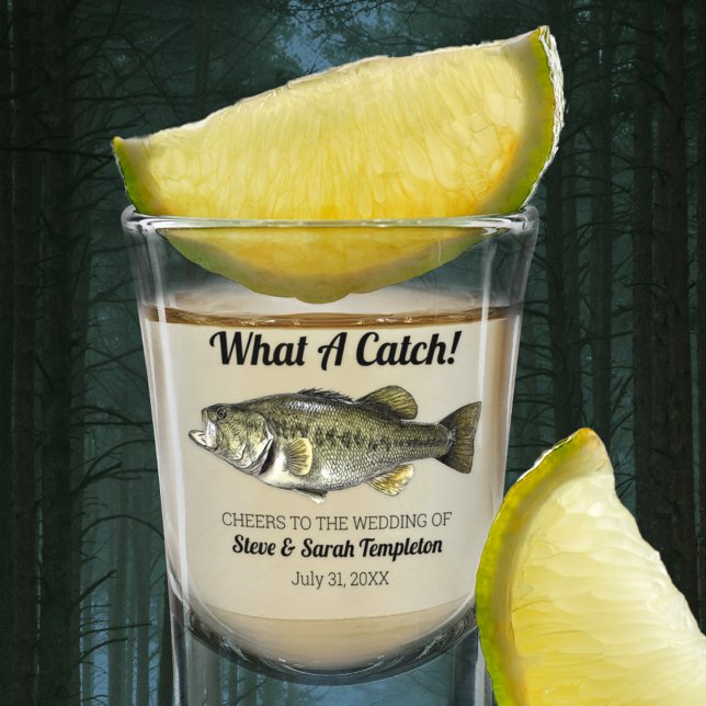 What a Catch Fishing Largemouth Bass Wedding Favou Shot Glass (Creator Uploaded)