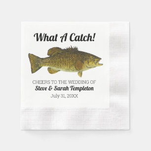 What a Catch Fishing Smallmouth Bass Wedding Favou Napkin