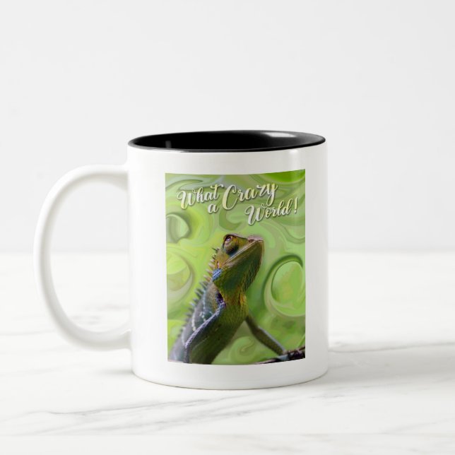 What a Crazy World - A special Lizard Two-Tone Coffee Mug (Left)