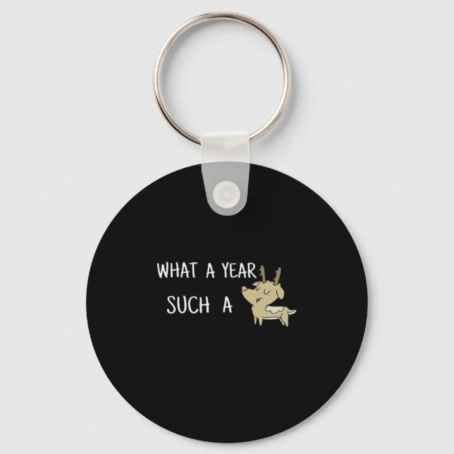 What A Fun Deer Moment Retro Style Key Ring (Front)