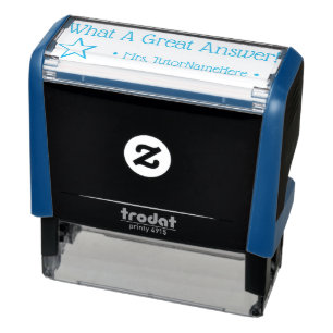 "What A Great Answer!" + Tutor Name Rubber Stamp