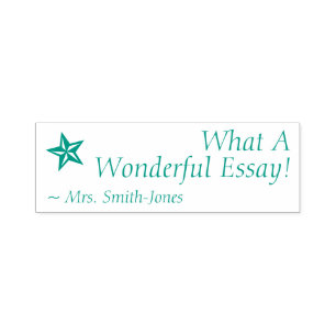 "What A Wonderful Essay!" + Custom Teacher Name Self-inking Stamp