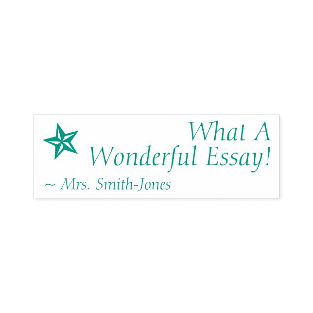 "What A Wonderful Essay!" + Custom Teacher Name Self-inking Stamp (Design)