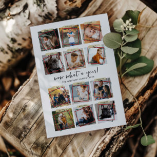 What A Year   12 Photo Collage Christmas Holiday Card