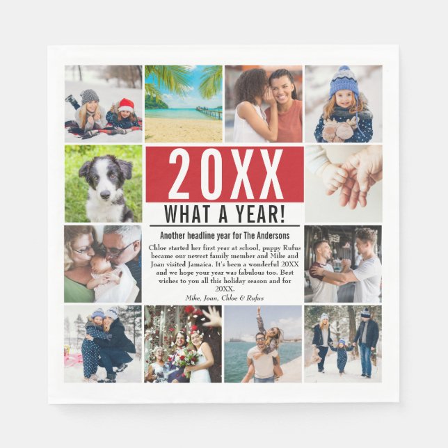 What a Year 12 Photo Family News year in Review Napkin (Front)