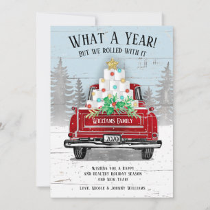 What a Year 2020 Funny Toilet Paper Vintage Truck Holiday Card