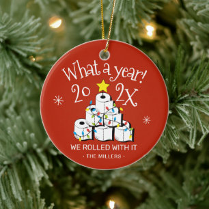 What A Year 2021 Funny Toilet Paper Christmas Tree Ceramic Tree Decoration