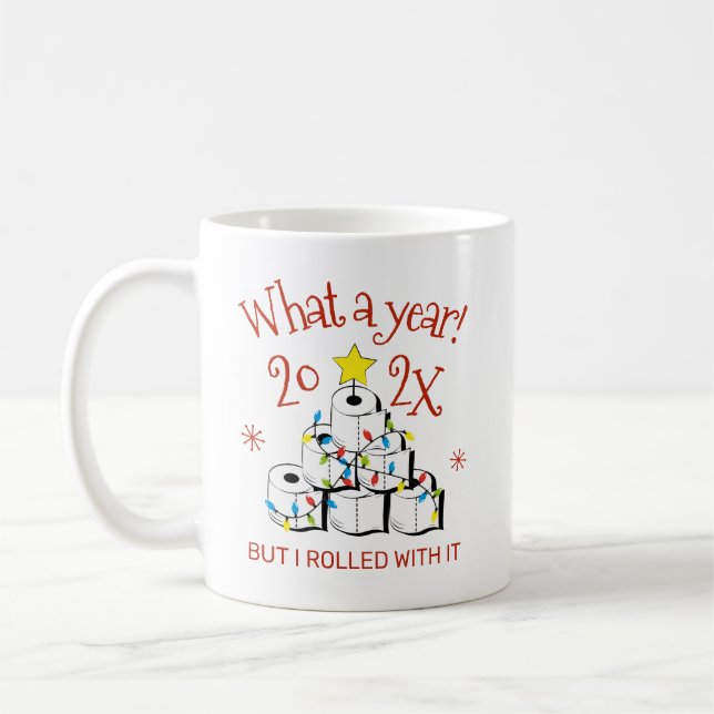 What A Year 2023 Toilet Paper Christmas Tree Coffee Mug (Left)
