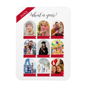 What a year, 9 photo collage Holiday Card Magnet