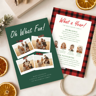 What a Year Christmas Four Family Photo Collage Holiday Card