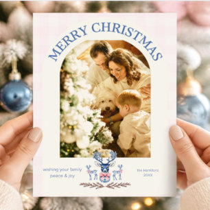 What A Year Christmas Photo Card Pink Reindeer