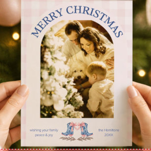 What A Year Christmas Photo, Cowgirl Boots Holiday Card