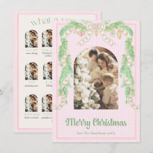 What A Year Christmas Photo, gingham, 13 photos Holiday Card