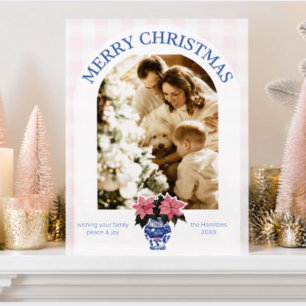 What A Year Christmas Photo, Poinsettia Holiday Card