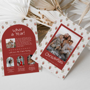 What a Year Grandmillennial Greenery Coquette Bow Holiday Card