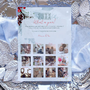 What A Year In Review 12 Family Photo Collage Mint Holiday Card