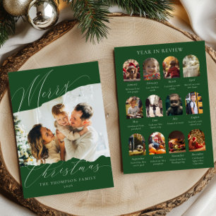 What a Year in Review 12 Photo Christmas Green Holiday Card